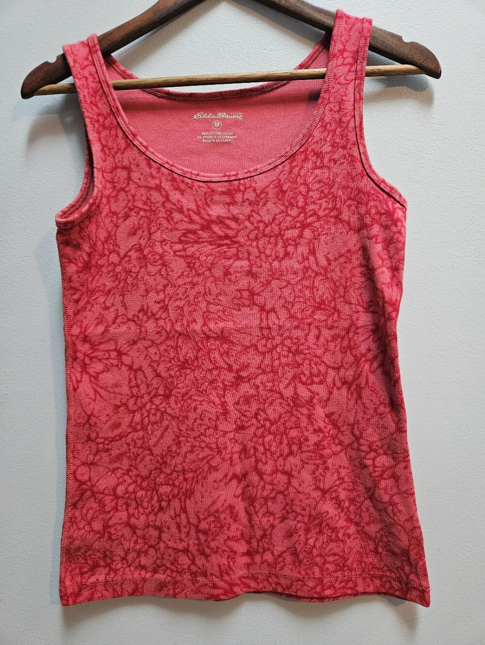 Eddie Bauer Women's Tank, Medium, In Coral Pink Floral Tie-Dye Design